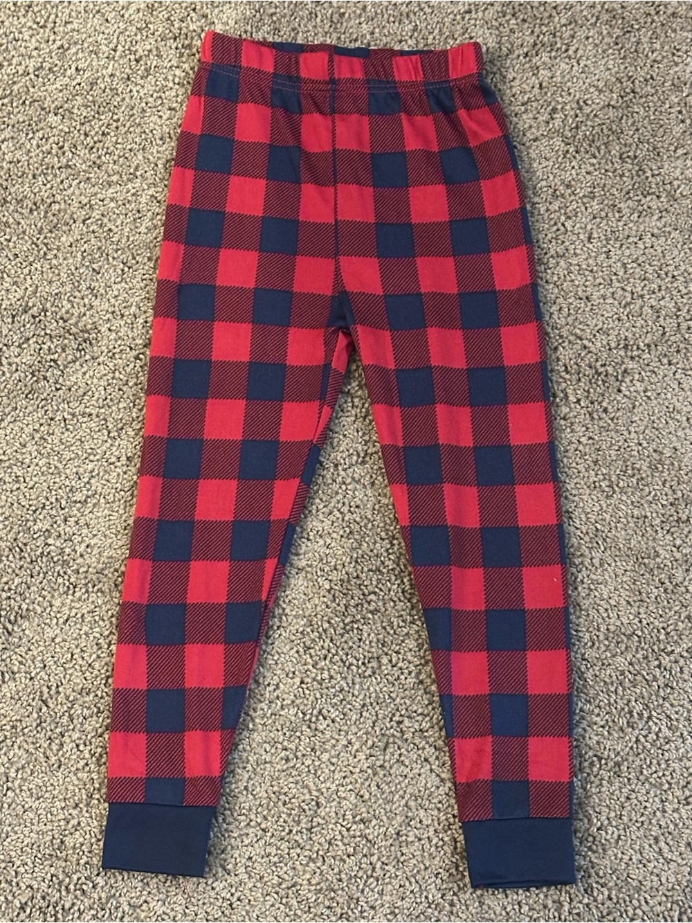 dearfoams Red and Navy Buffalo Plaid Kids Pajama Bottoms with Navy Cuffs